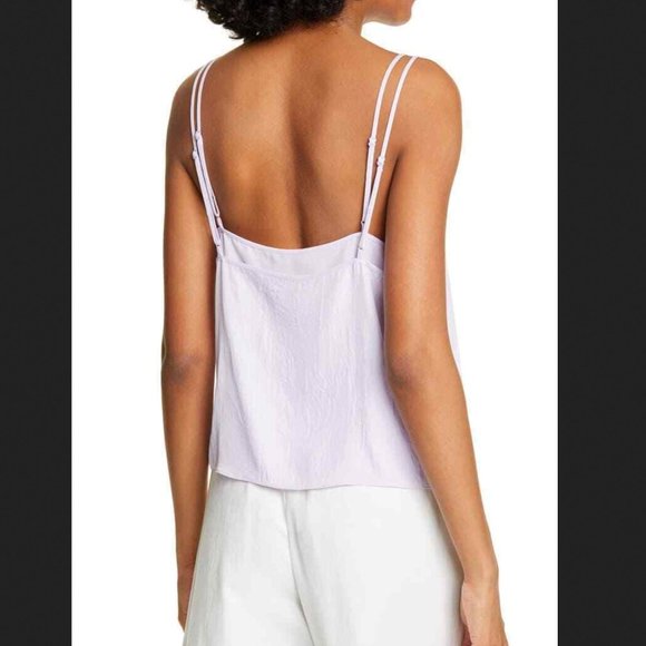 VINCE Pale Iris Lavender Double Layer Camisole Cami Crop Tank Top Size L - Picture 2 of 10